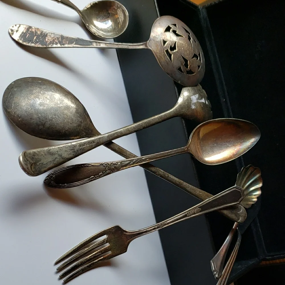 Vintage Serving Utincils And Stoage Box